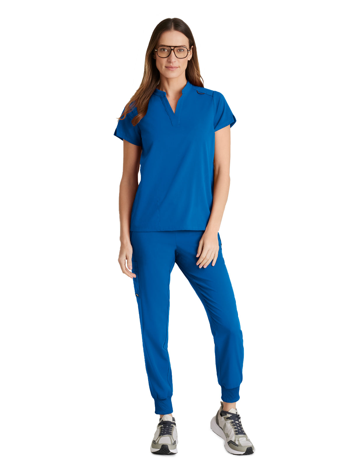 Women's 2 Pocket Banded Collar Avery Top - GRST230 - New Royal