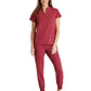 Women's 2 Pocket Banded Collar Avery Top - GRST230 - Maple Red