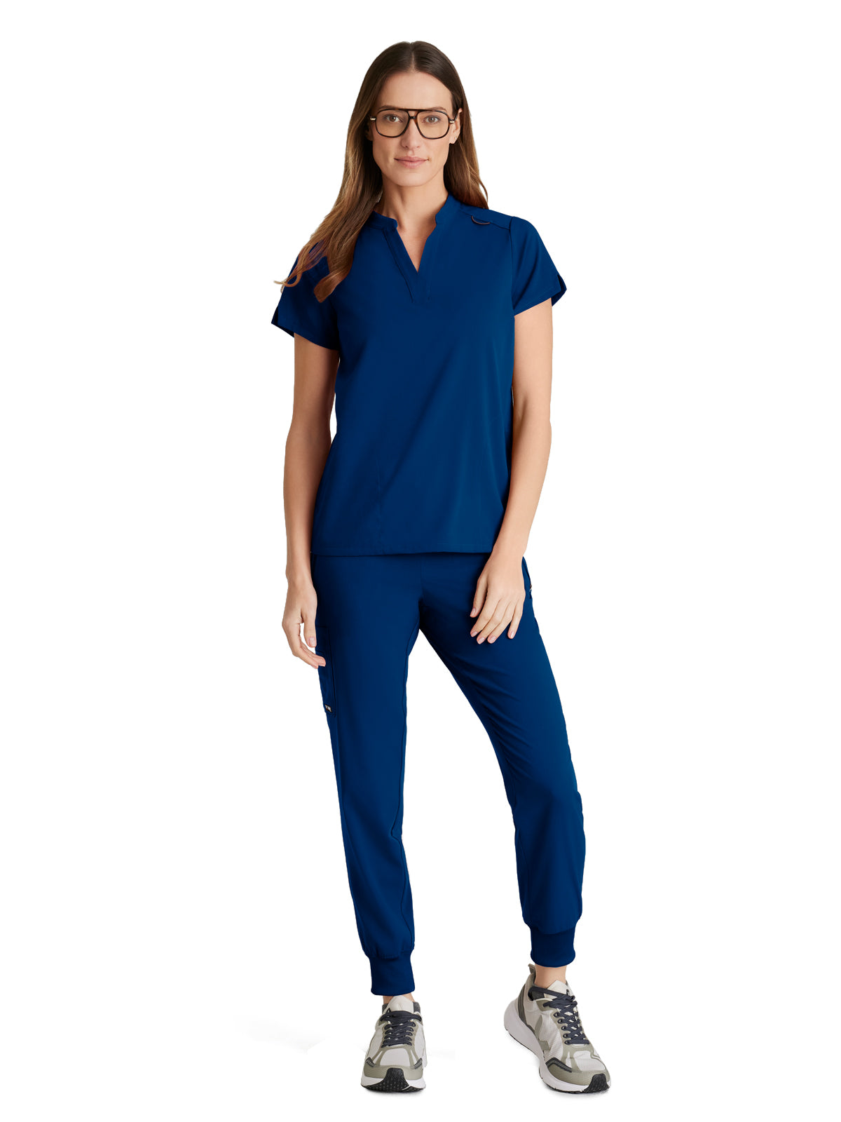 Women's 2 Pocket Banded Collar Avery Top - GRST230 - Indigo (Navy)