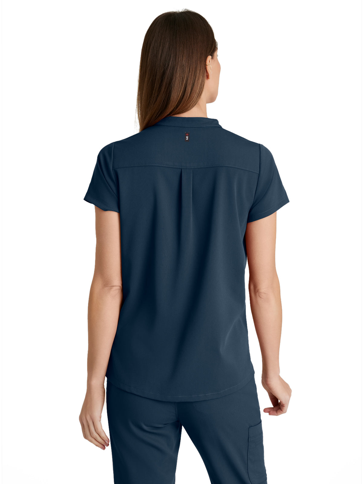 Women's 2 Pocket Banded Collar Avery Top - GRST230 - Steel