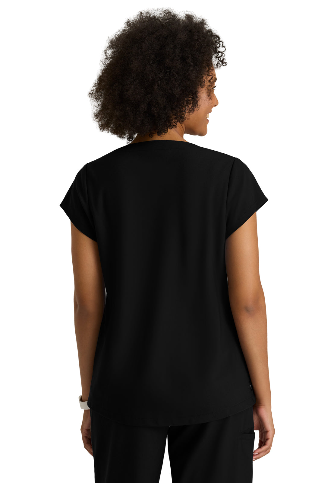 Women's Two Pocket Cowl Neck Marisol Scrub Top - GRST246 - Black