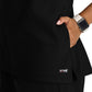 Women's Two Pocket Cowl Neck Marisol Scrub Top - GRST246 - Black
