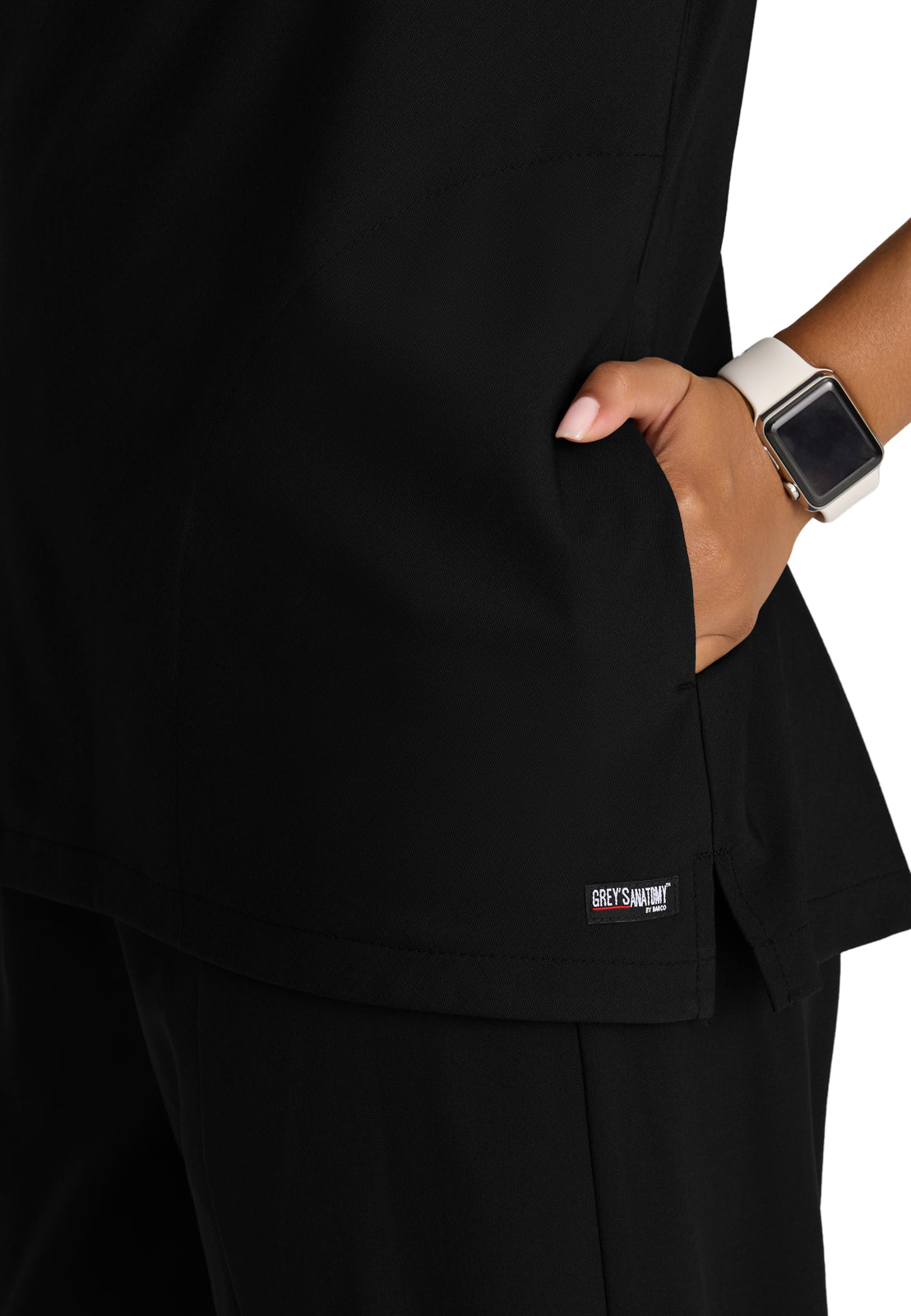 Women's Two Pocket Cowl Neck Marisol Scrub Top - GRST246 - Black