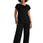 Women's Two Pocket Cowl Neck Marisol Scrub Top - GRST246 - Black