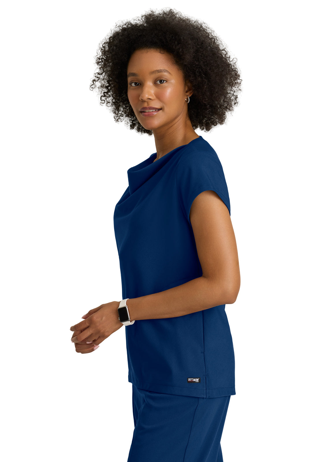 Women's Two Pocket Cowl Neck Marisol Scrub Top - GRST246 - Indigo (Navy)