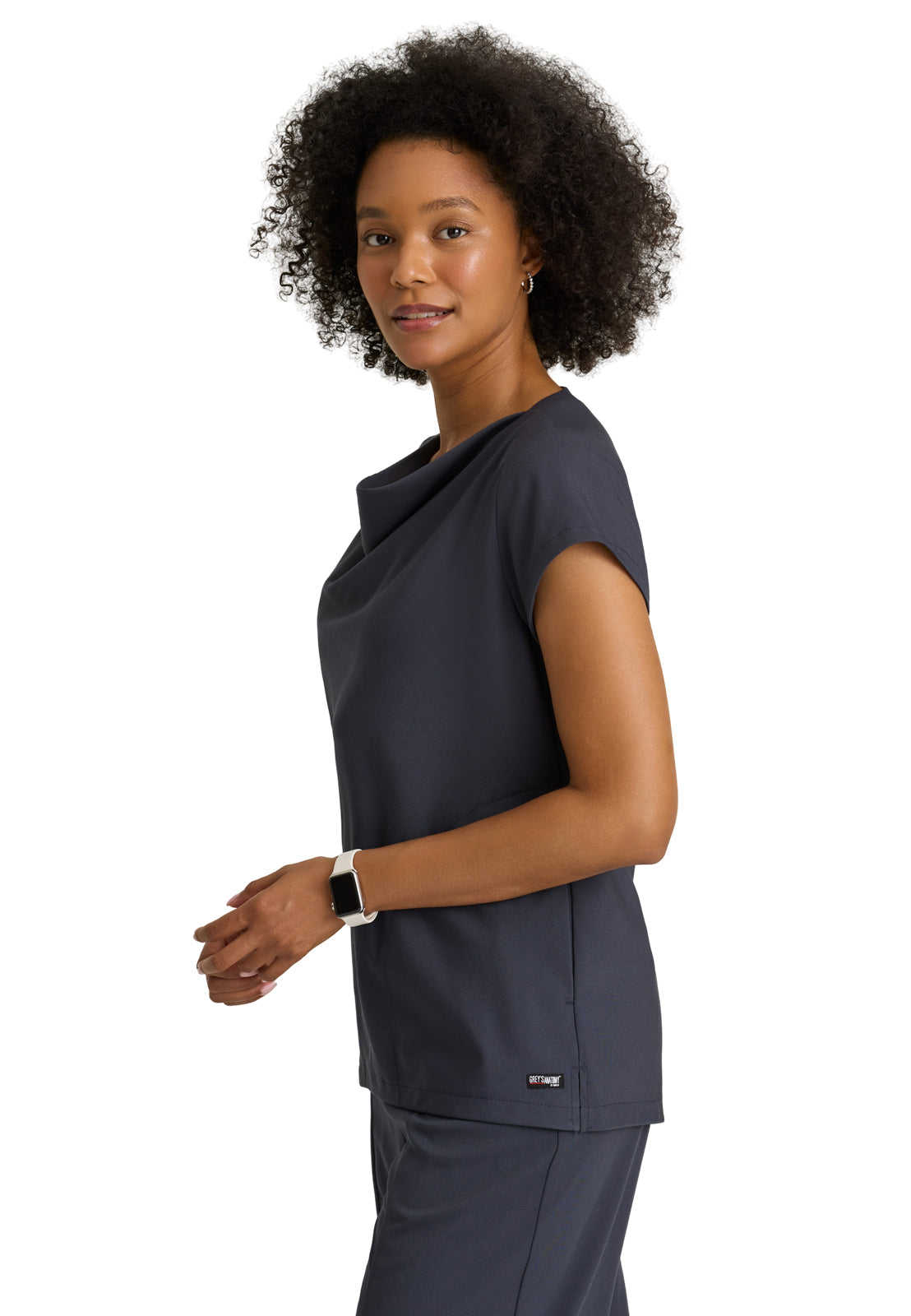 Women's Two Pocket Cowl Neck Marisol Scrub Top - GRST246 - Steel