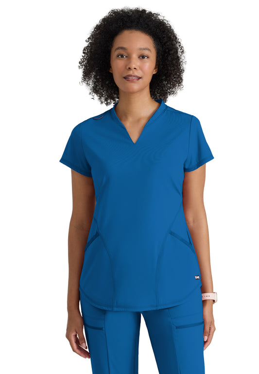 Women's Two Pocket V-Neck Define Top - GRST249 - New Royal