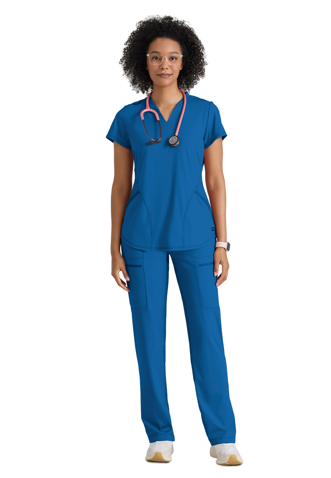 Women's Two Pocket V-Neck Define Top - GRST249 - New Royal
