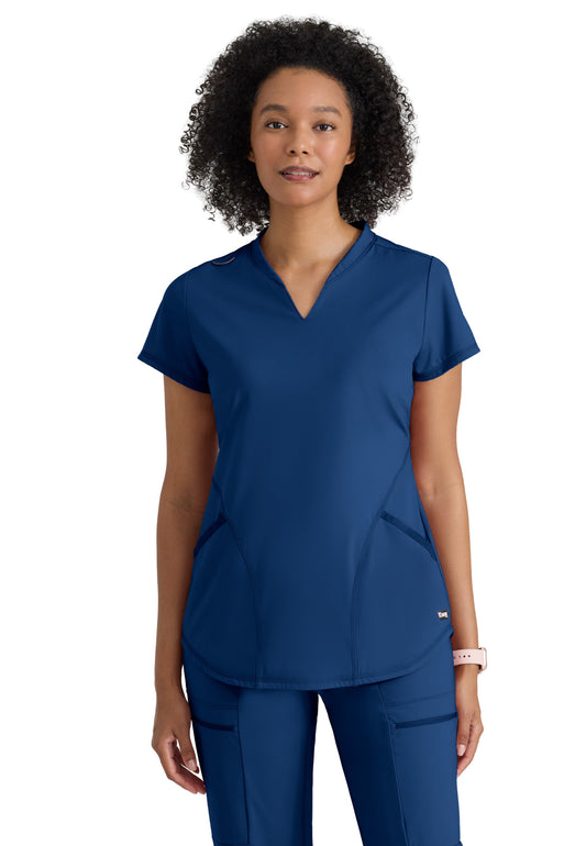 Women's Two Pocket V-Neck Define Top - GRST249 - Indigo (Navy)