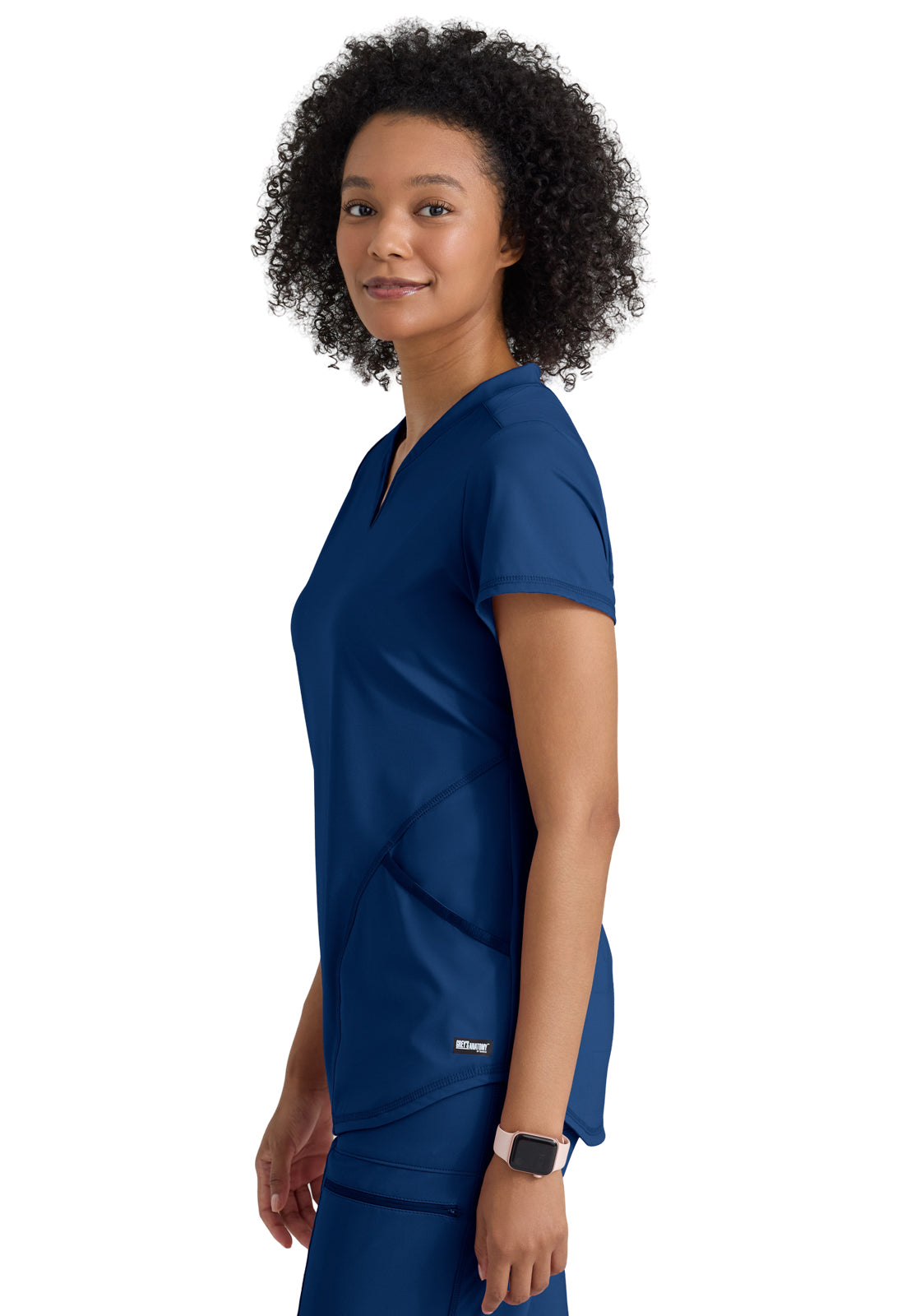 Women's Two Pocket V-Neck Define Top - GRST249 - Indigo (Navy)