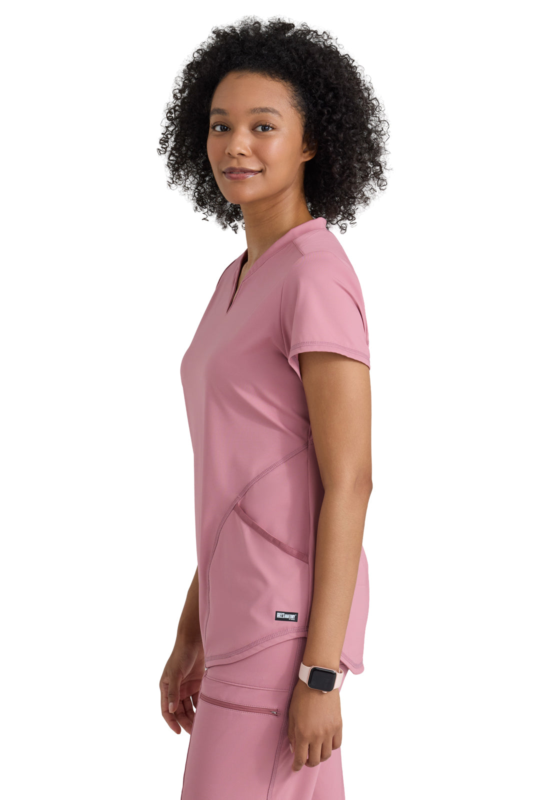Women's Two Pocket V-Neck Define Top - GRST249 - Canyon Pink