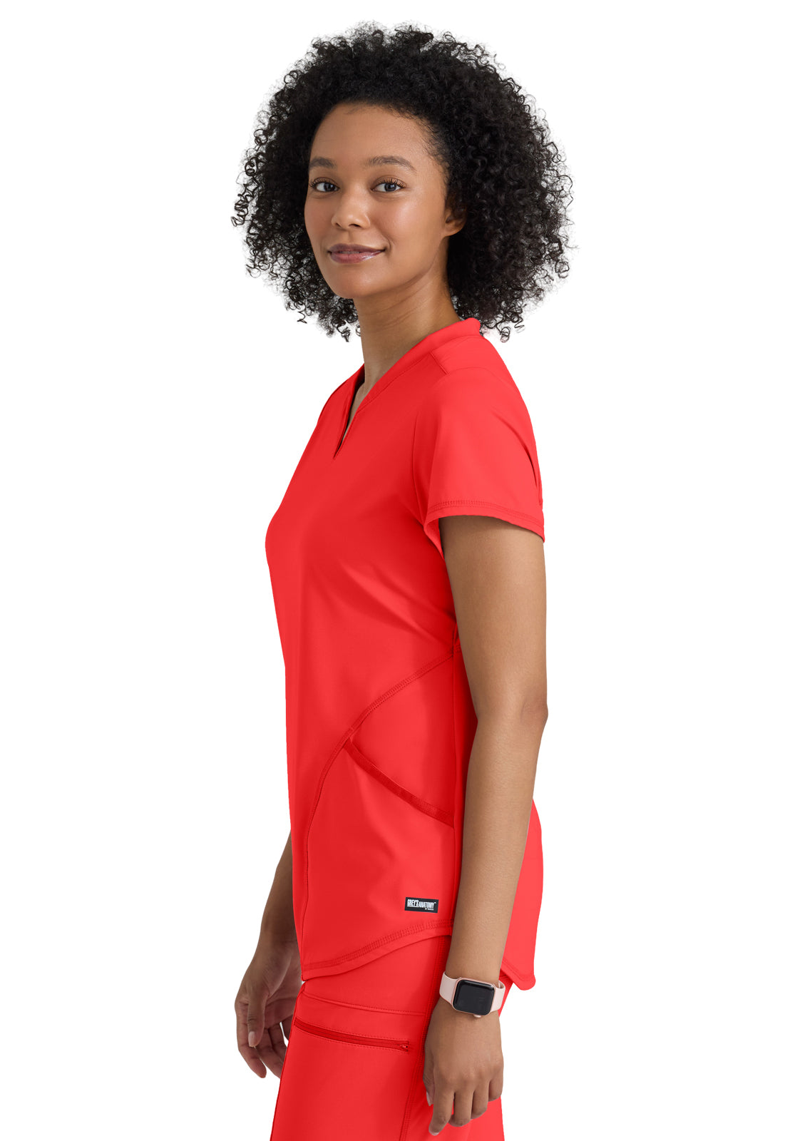 Women's Two Pocket V-Neck Define Top - GRST249 - Radiant Coral