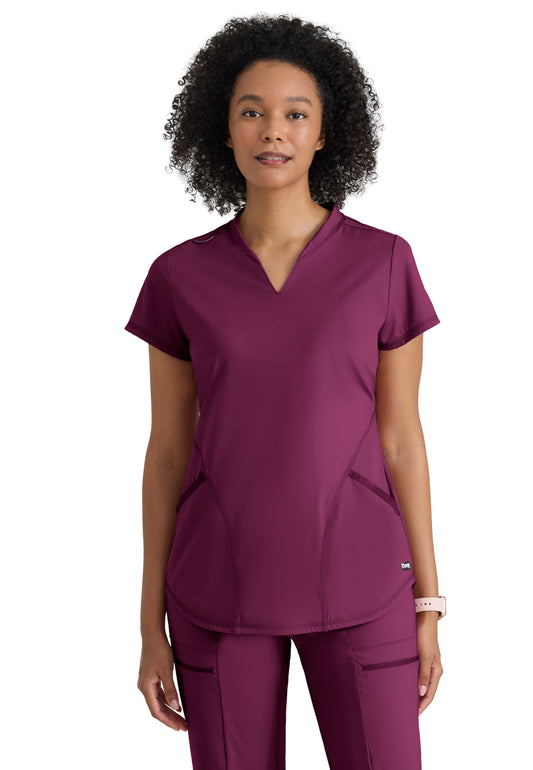 Women's Two Pocket V-Neck Define Top - GRST249 - Wine