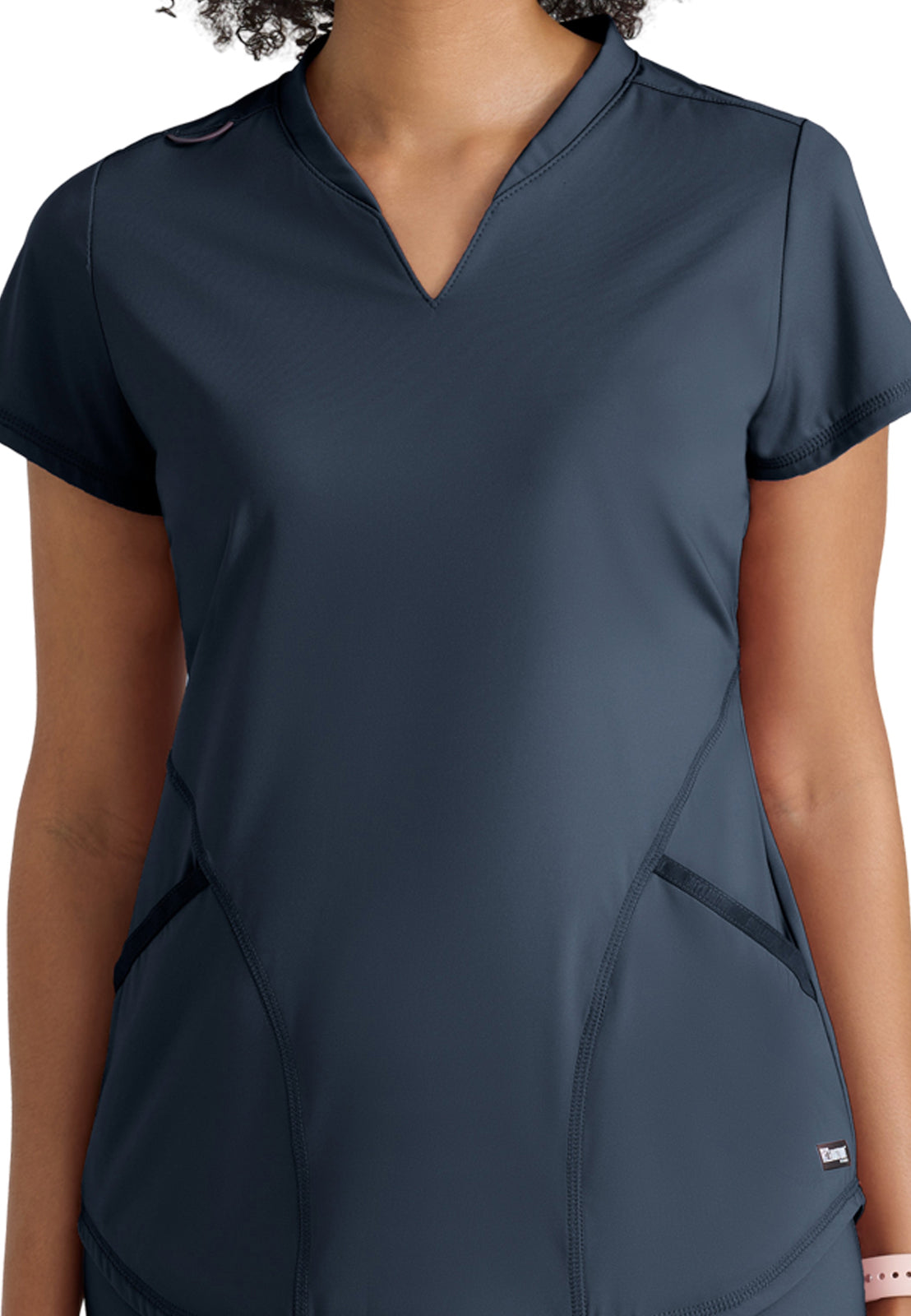 Women's Two Pocket V-Neck Define Top - GRST249 - Steel