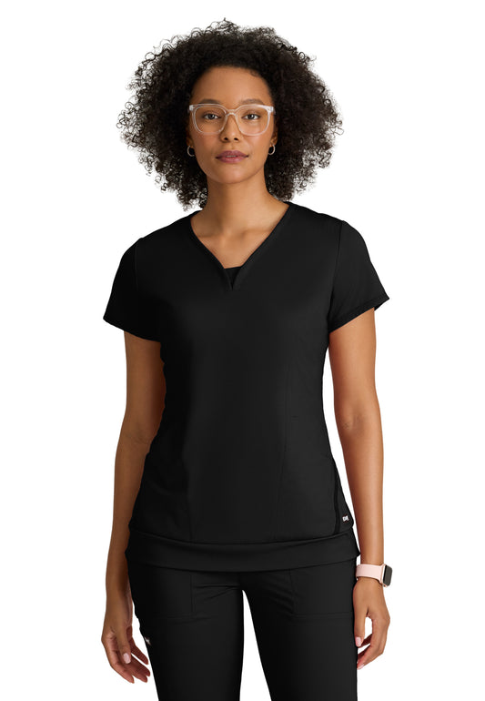 Women's Two Pocket V-Neck Motivate Top - GRST250 - Black
