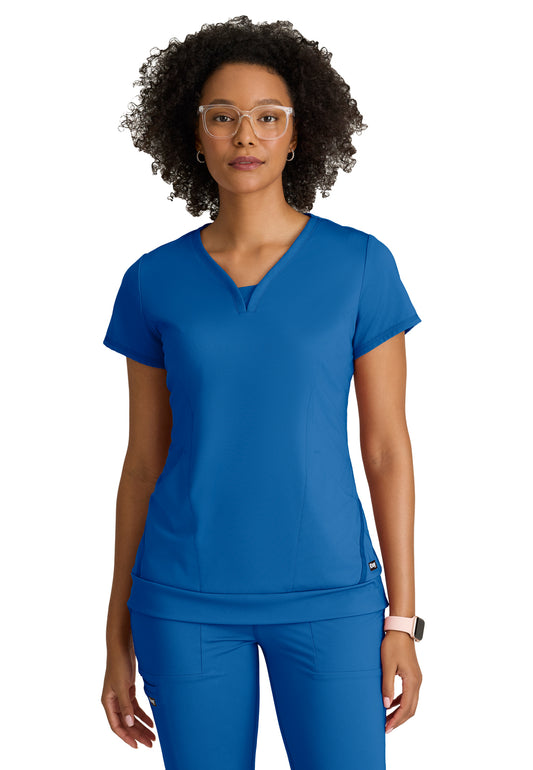 Women's Two Pocket V-Neck Motivate Top - GRST250 - New Royal
