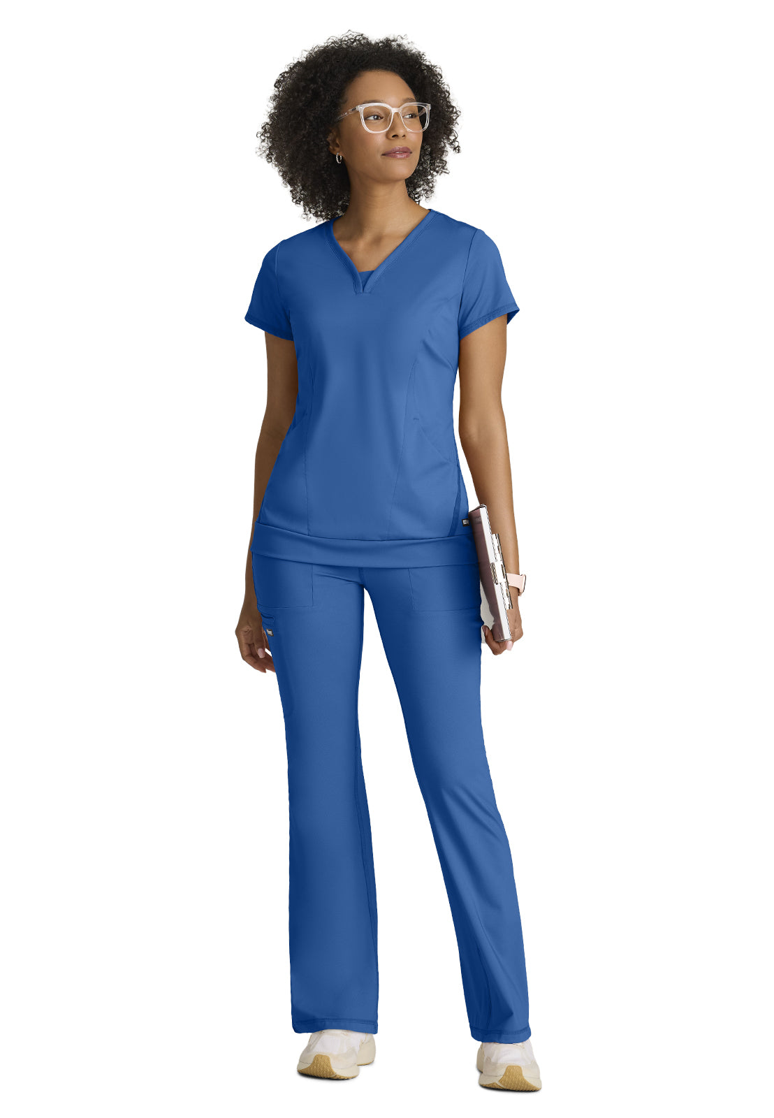 Women's Two Pocket V-Neck Motivate Top - GRST250 - New Royal