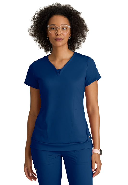 Women's Two Pocket V-Neck Motivate Top - GRST250 - Indigo (Navy)