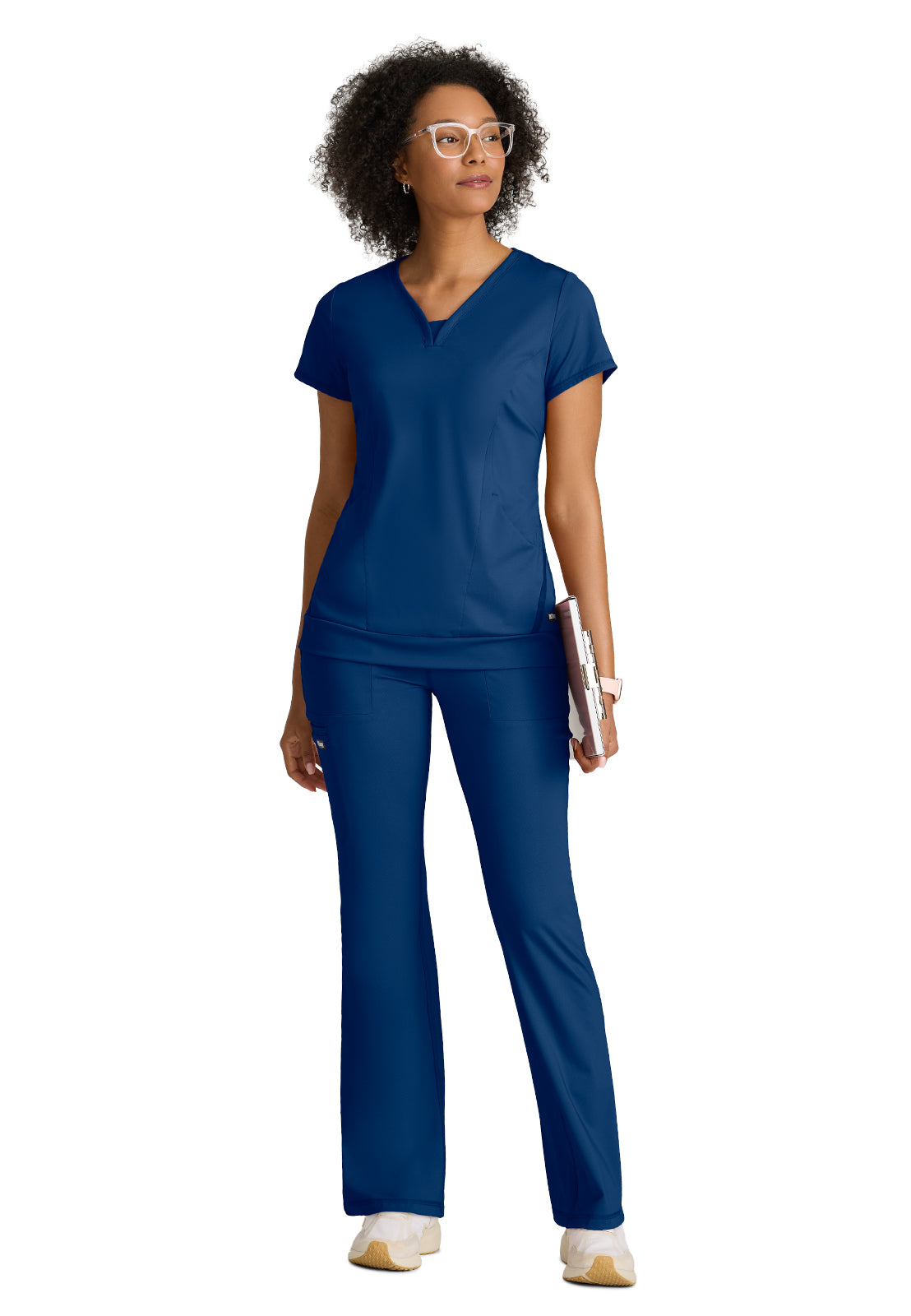 Women's Two Pocket V-Neck Motivate Top - GRST250 - Indigo (Navy)