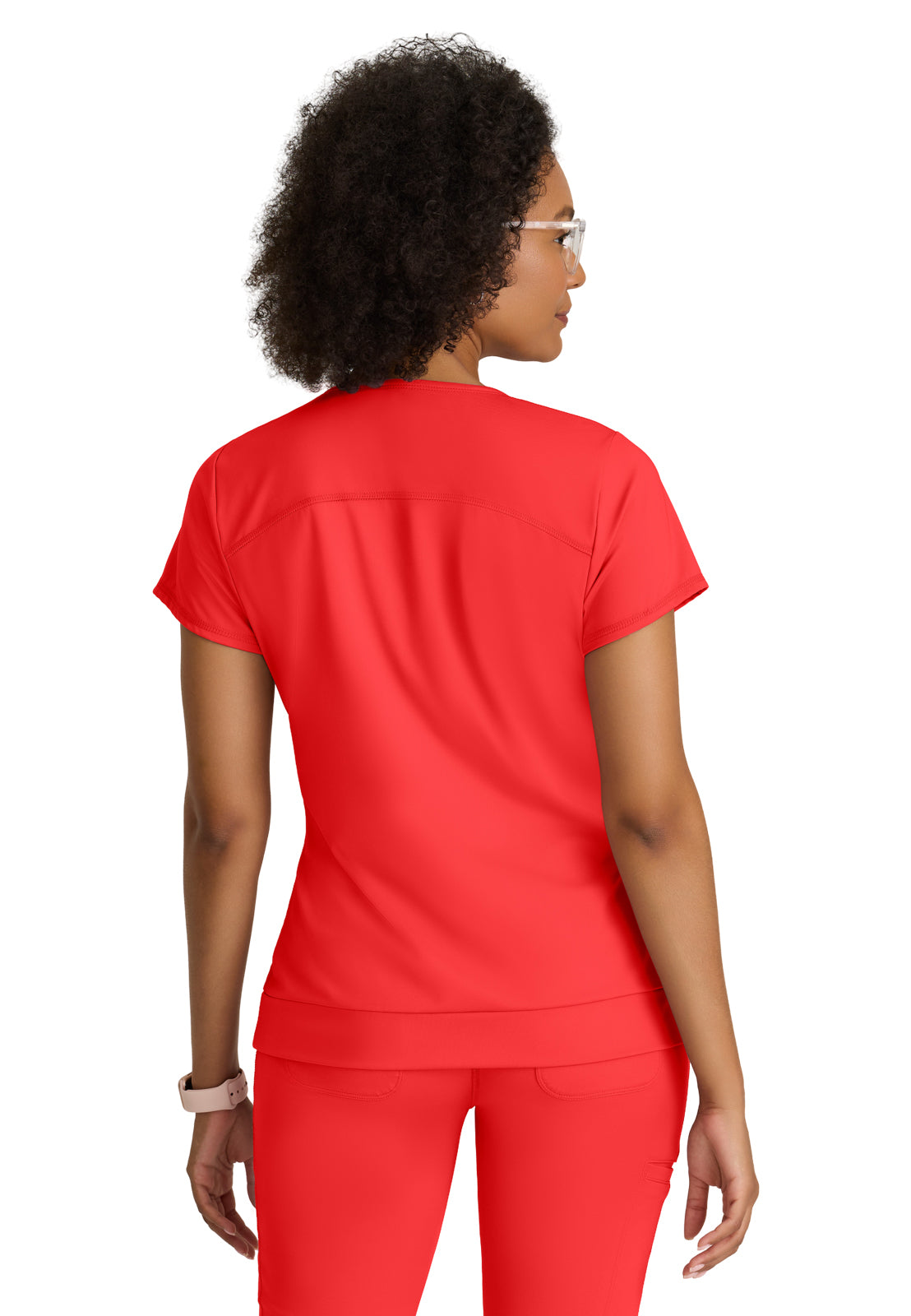 Women's Two Pocket V-Neck Motivate Top - GRST250 - Radiant Coral
