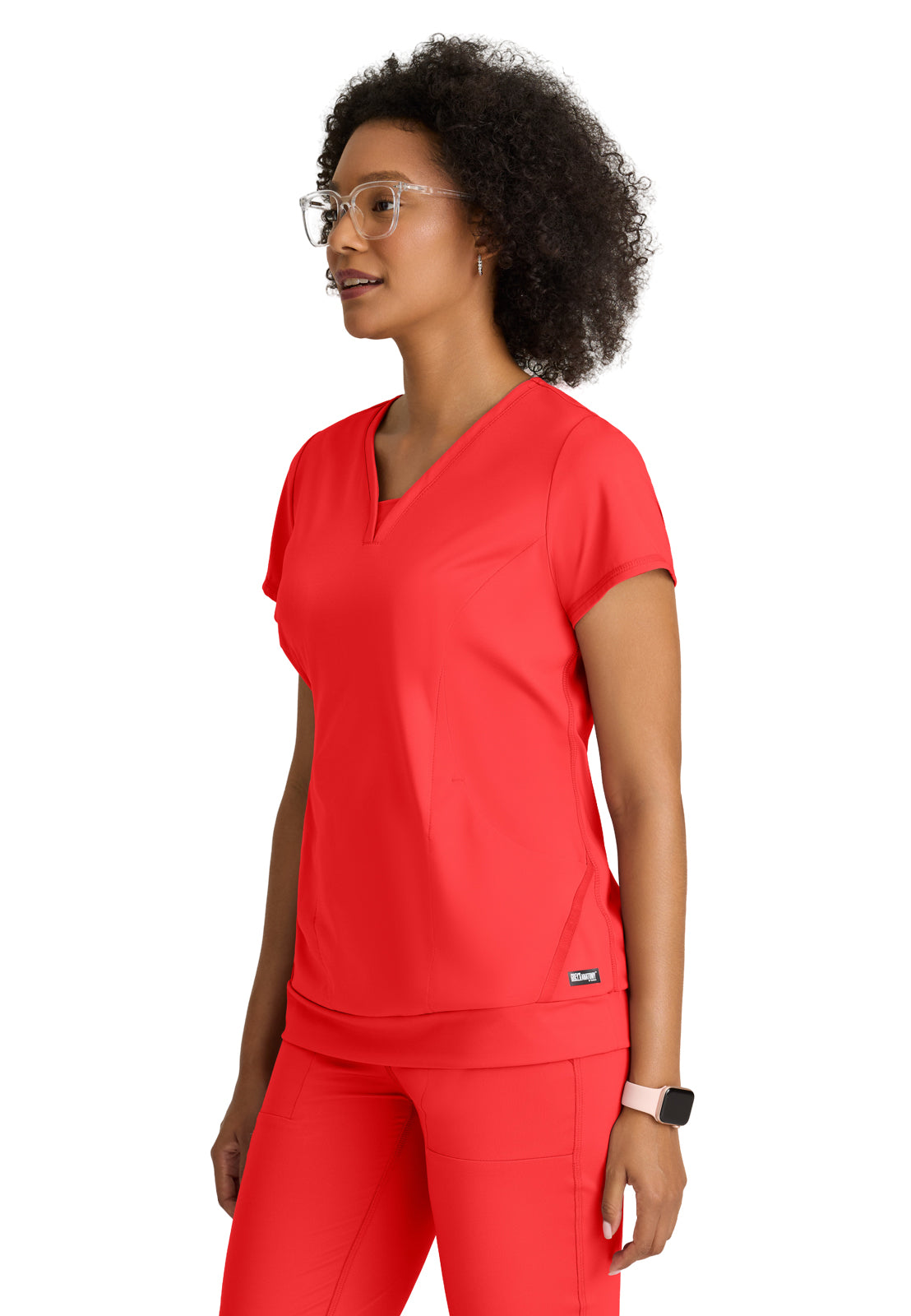 Women's Two Pocket V-Neck Motivate Top - GRST250 - Radiant Coral