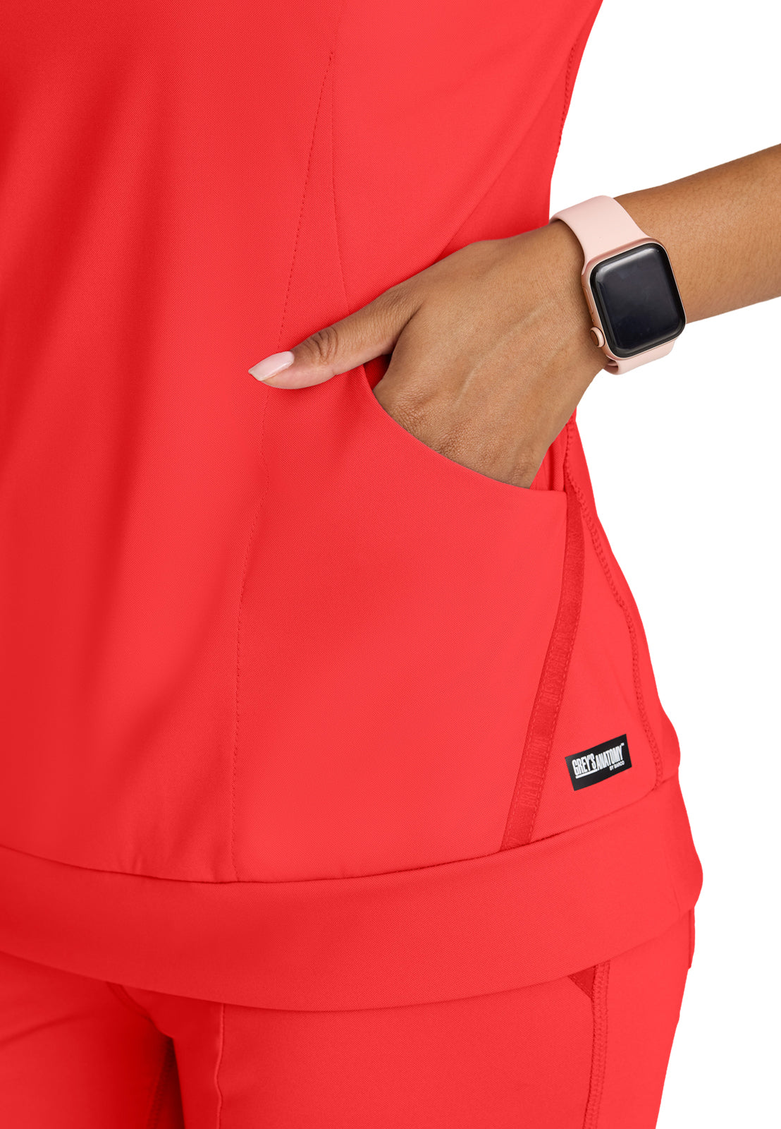 Women's Two Pocket V-Neck Motivate Top - GRST250 - Radiant Coral