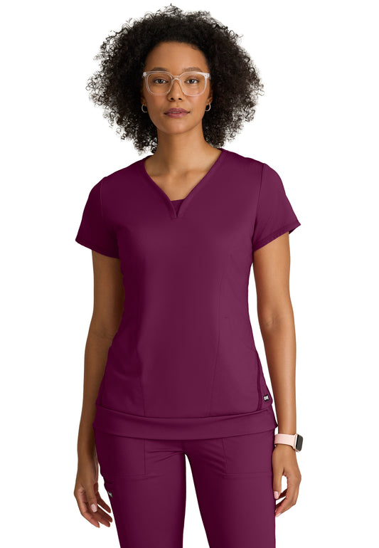Women's Two Pocket V-Neck Motivate Top - GRST250 - Wine