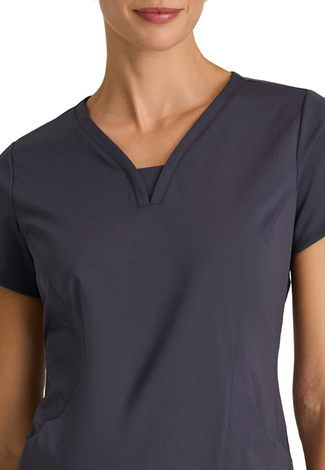 Women's Two Pocket V-Neck Motivate Top - GRST250 - Steel