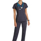 Women's Two Pocket V-Neck Motivate Top - GRST250 - Steel