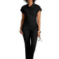 Women's One Pocket Polo Neck Renew Top - GRST254 - Black