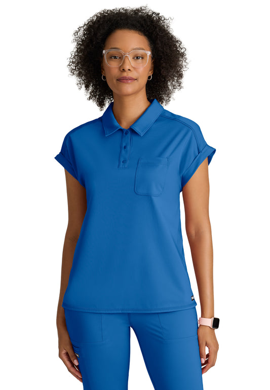 Women's One Pocket Polo Neck Renew Top - GRST254 - New Royal