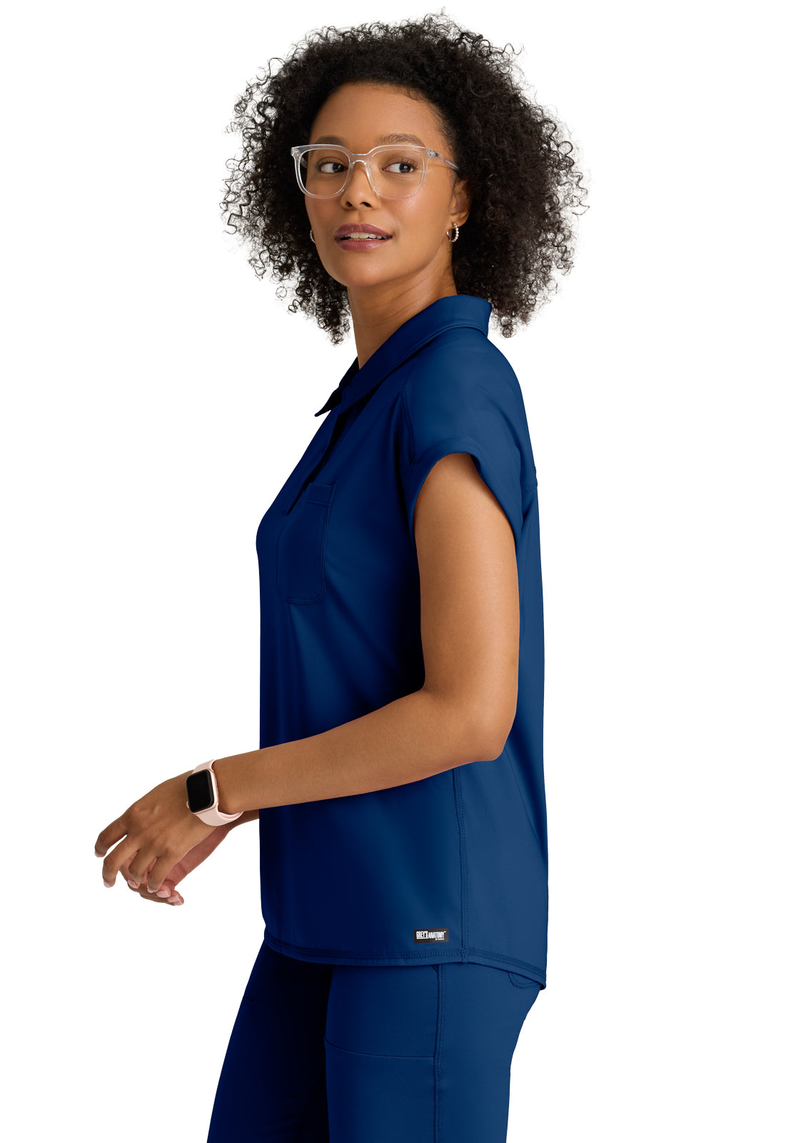 Women's One Pocket Polo Neck Renew Top - GRST254 - Indigo (Navy)