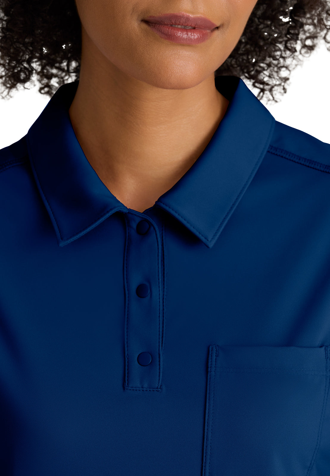 Women's One Pocket Polo Neck Renew Top - GRST254 - Indigo (Navy)