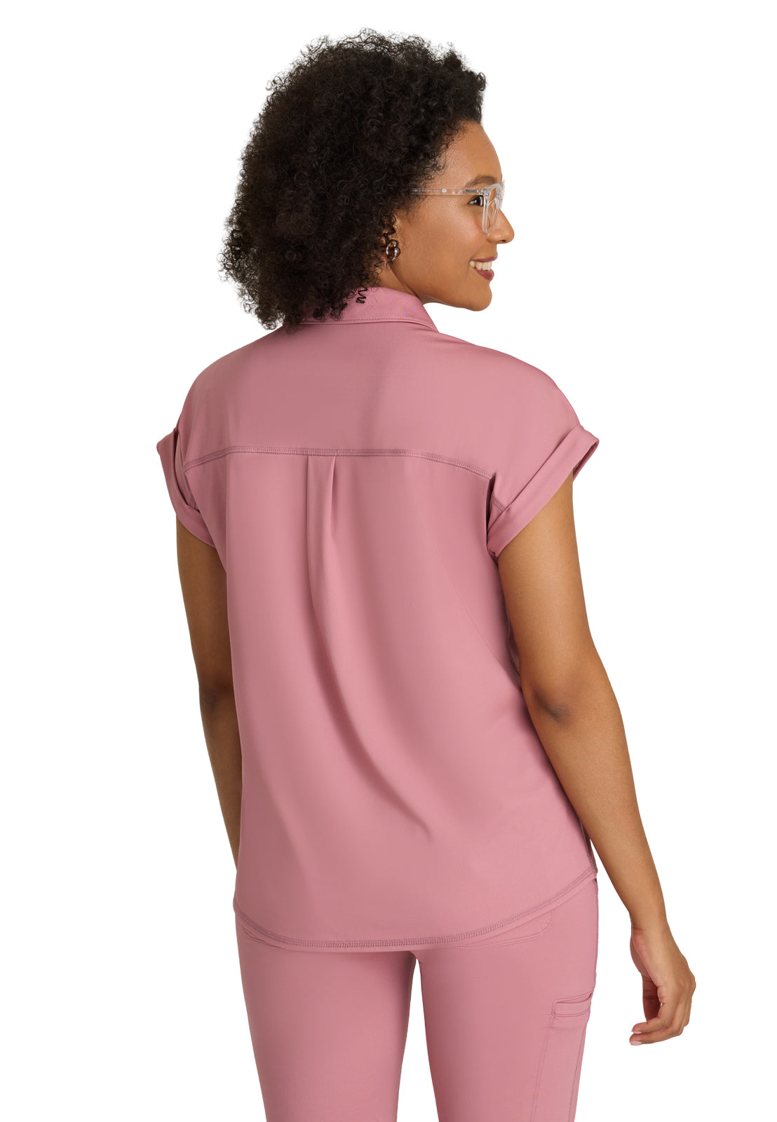Women's One Pocket Polo Neck Renew Top - GRST254 - Canyon Pink