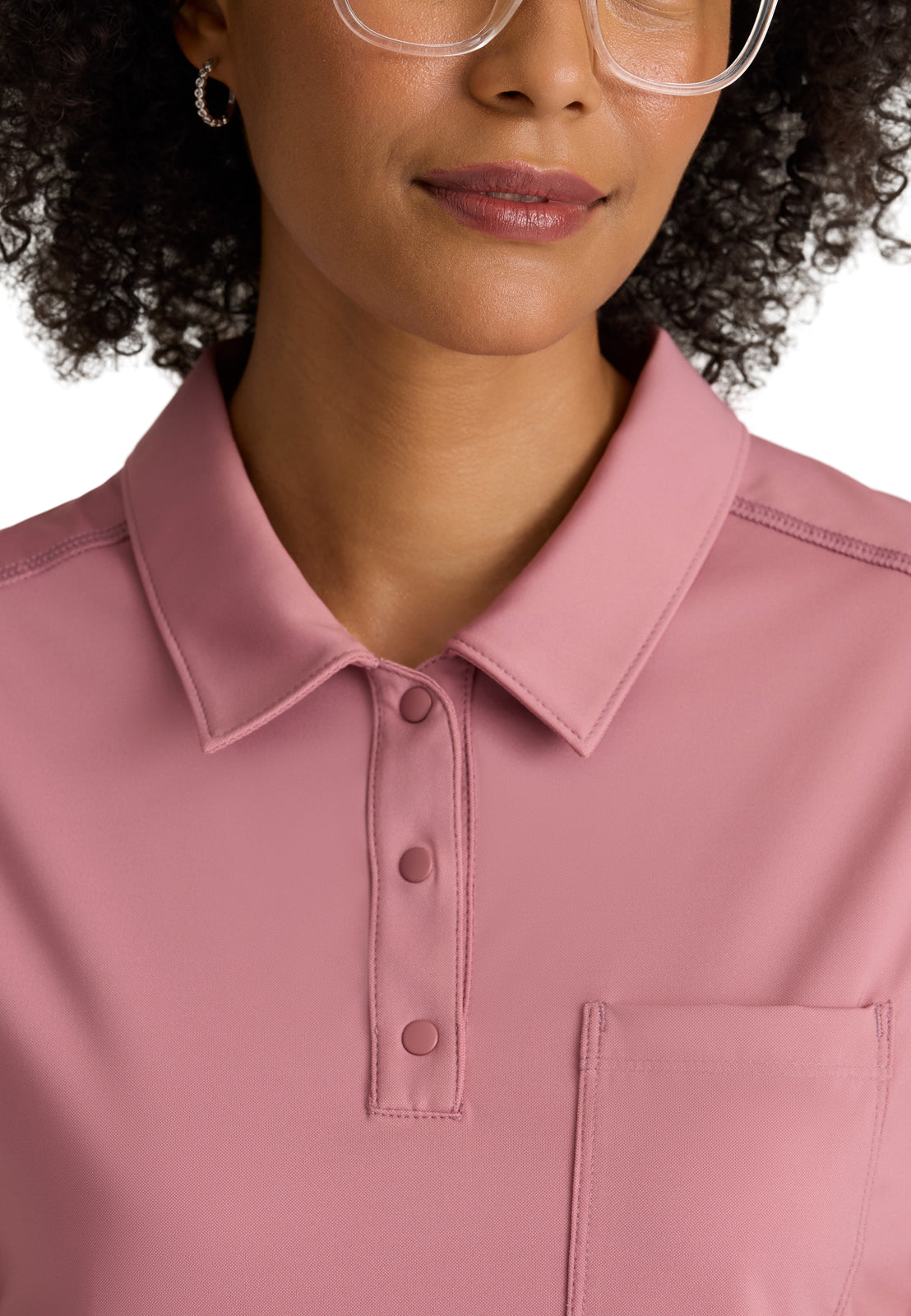 Women's One Pocket Polo Neck Renew Top - GRST254 - Canyon Pink