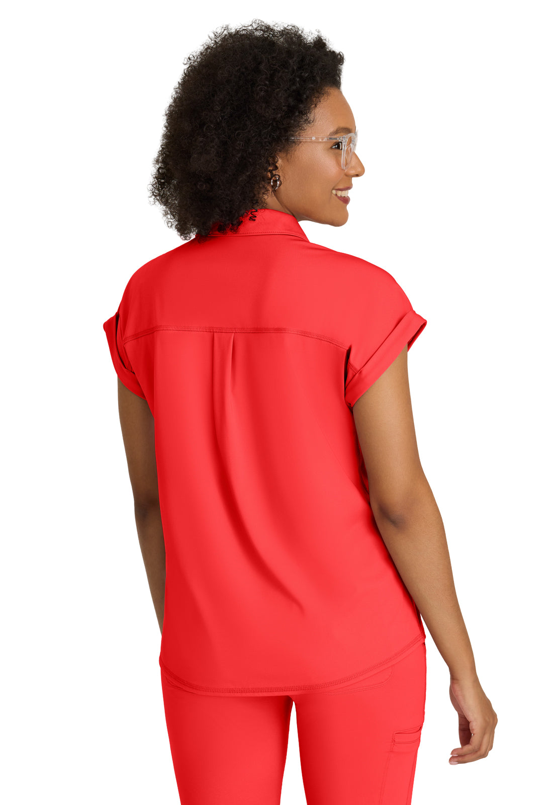 Women's One Pocket Polo Neck Renew Top - GRST254 - Radiant Coral