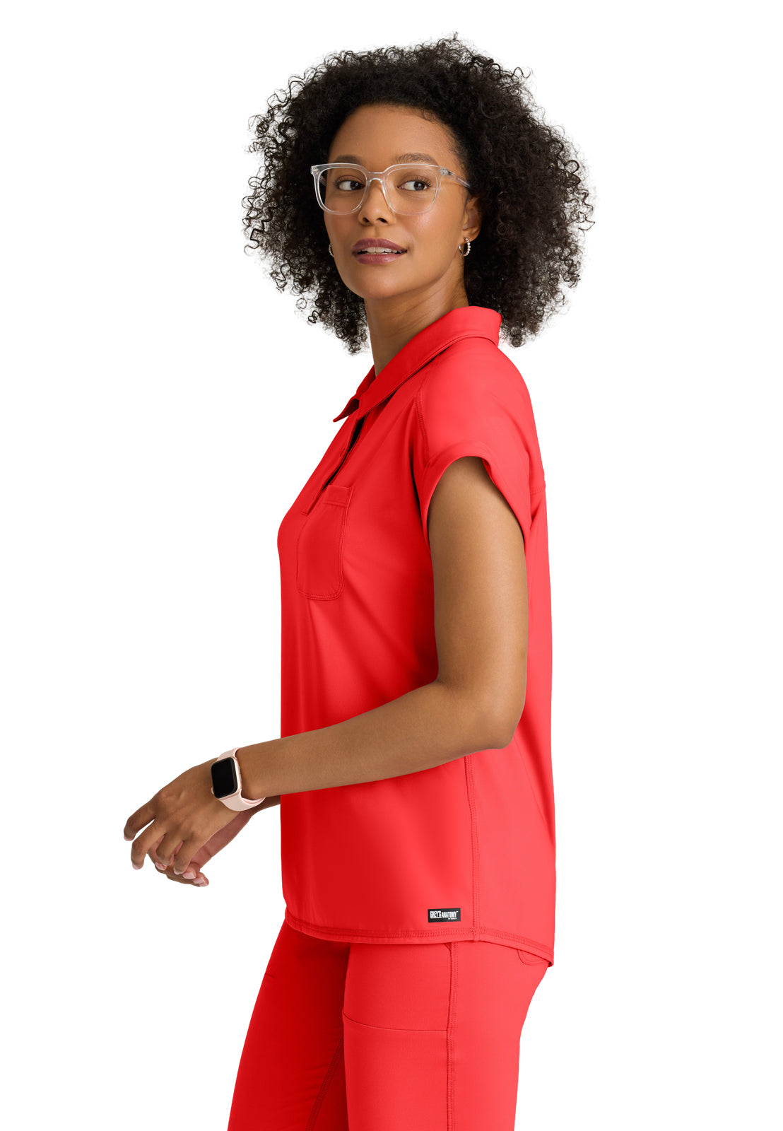 Women's One Pocket Polo Neck Renew Top - GRST254 - Radiant Coral