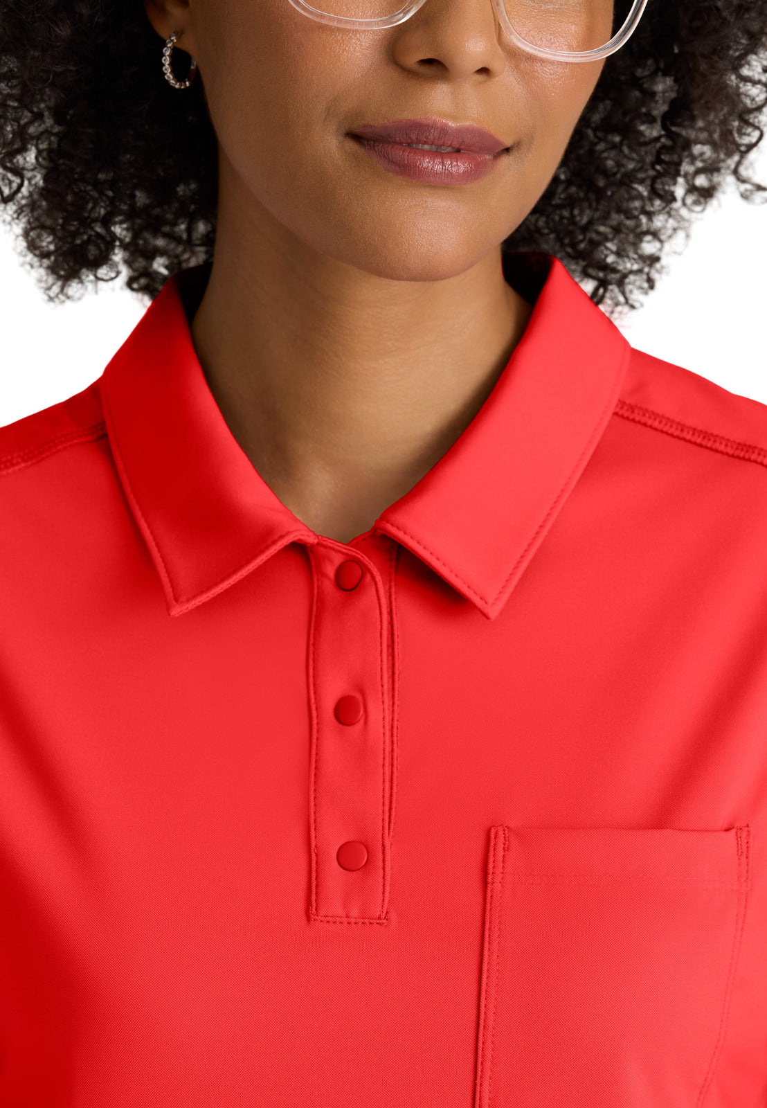 Women's One Pocket Polo Neck Renew Top - GRST254 - Radiant Coral