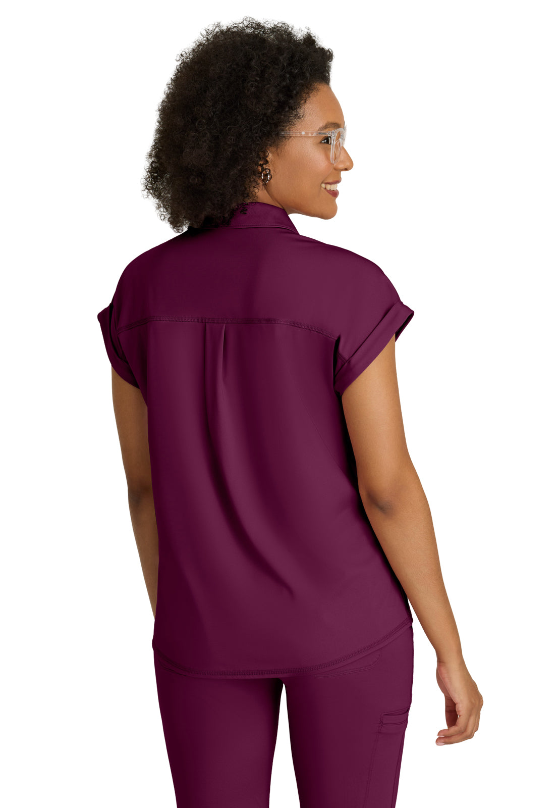 Women's One Pocket Polo Neck Renew Top - GRST254 - Wine