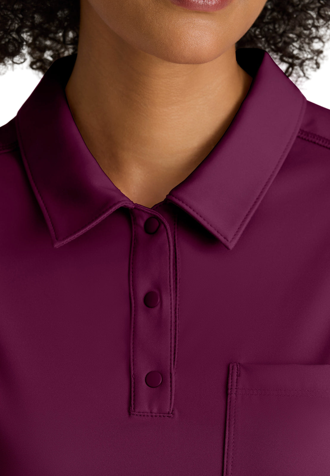 Women's One Pocket Polo Neck Renew Top - GRST254 - Wine