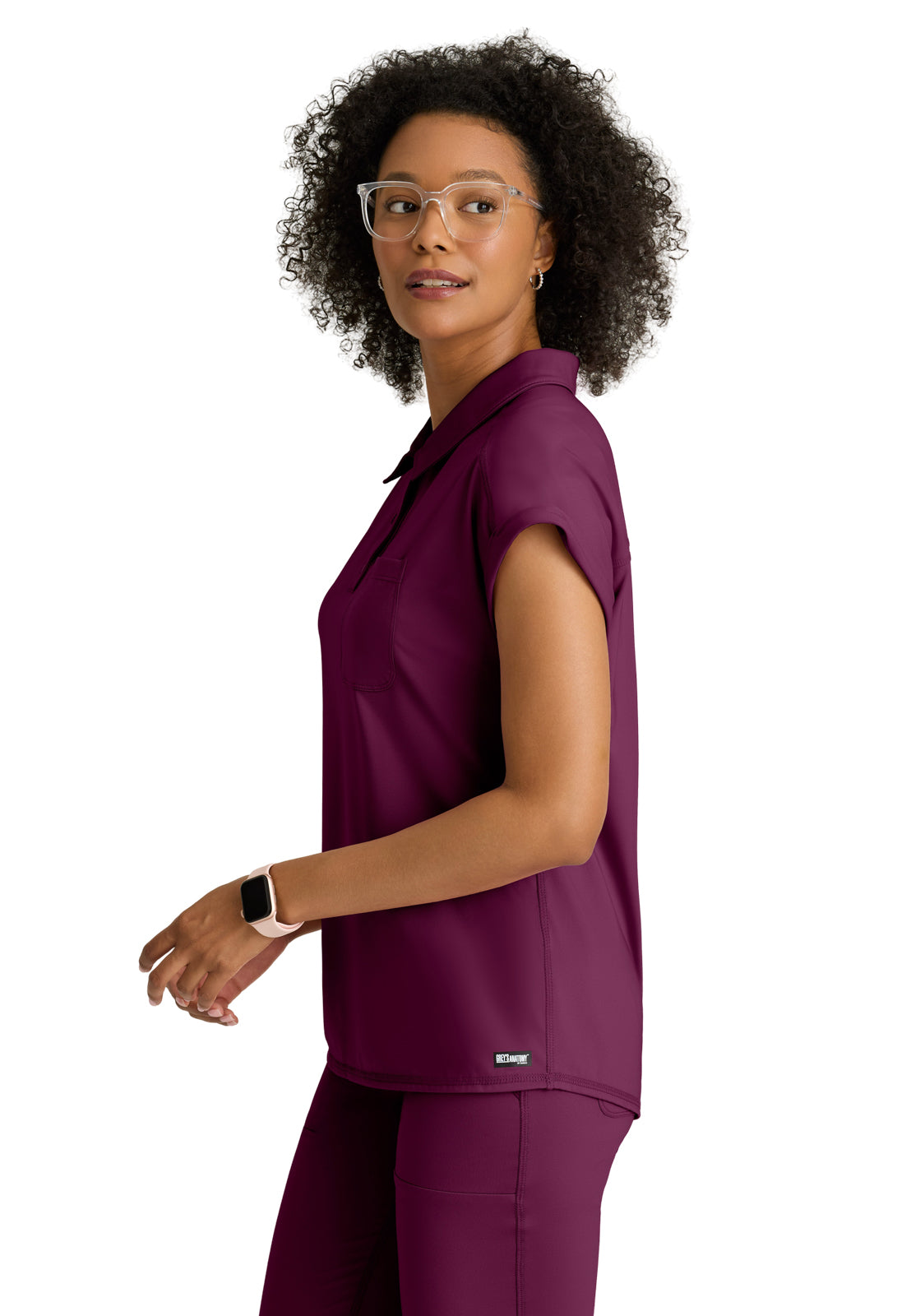 Women's One Pocket Polo Neck Renew Top - GRST254 - Wine
