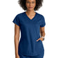 Women's  Three Pocket V-Neck Evelyn Top - GRT261 - Indigo (Navy)