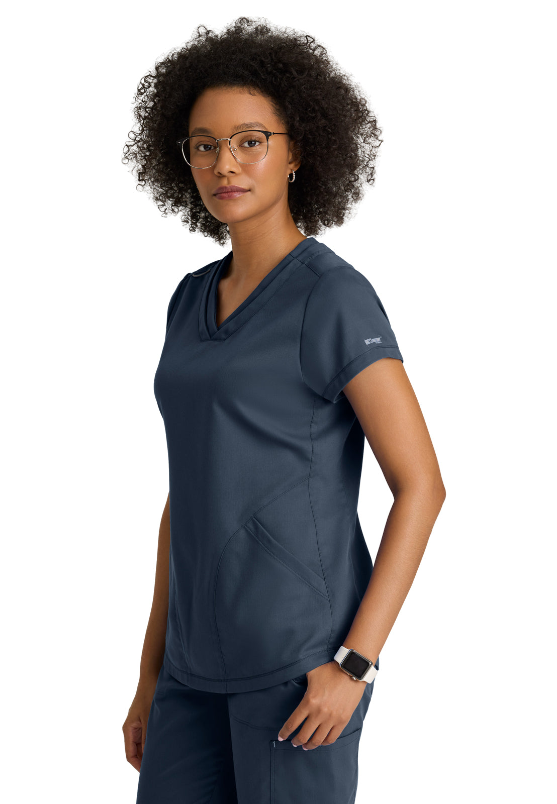 Women's  Three Pocket V-Neck Evelyn Top - GRT261 - Steel