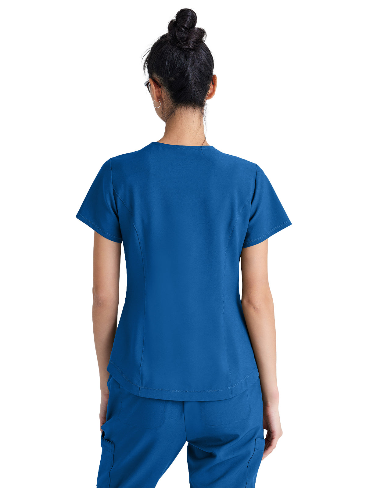 Women's Two-Pocket Piped V-Neck Rhythm Top - GSST180 - New Royal