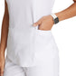 Women's Two-Pocket Piped V-Neck Rhythm Top - GSST180 - White