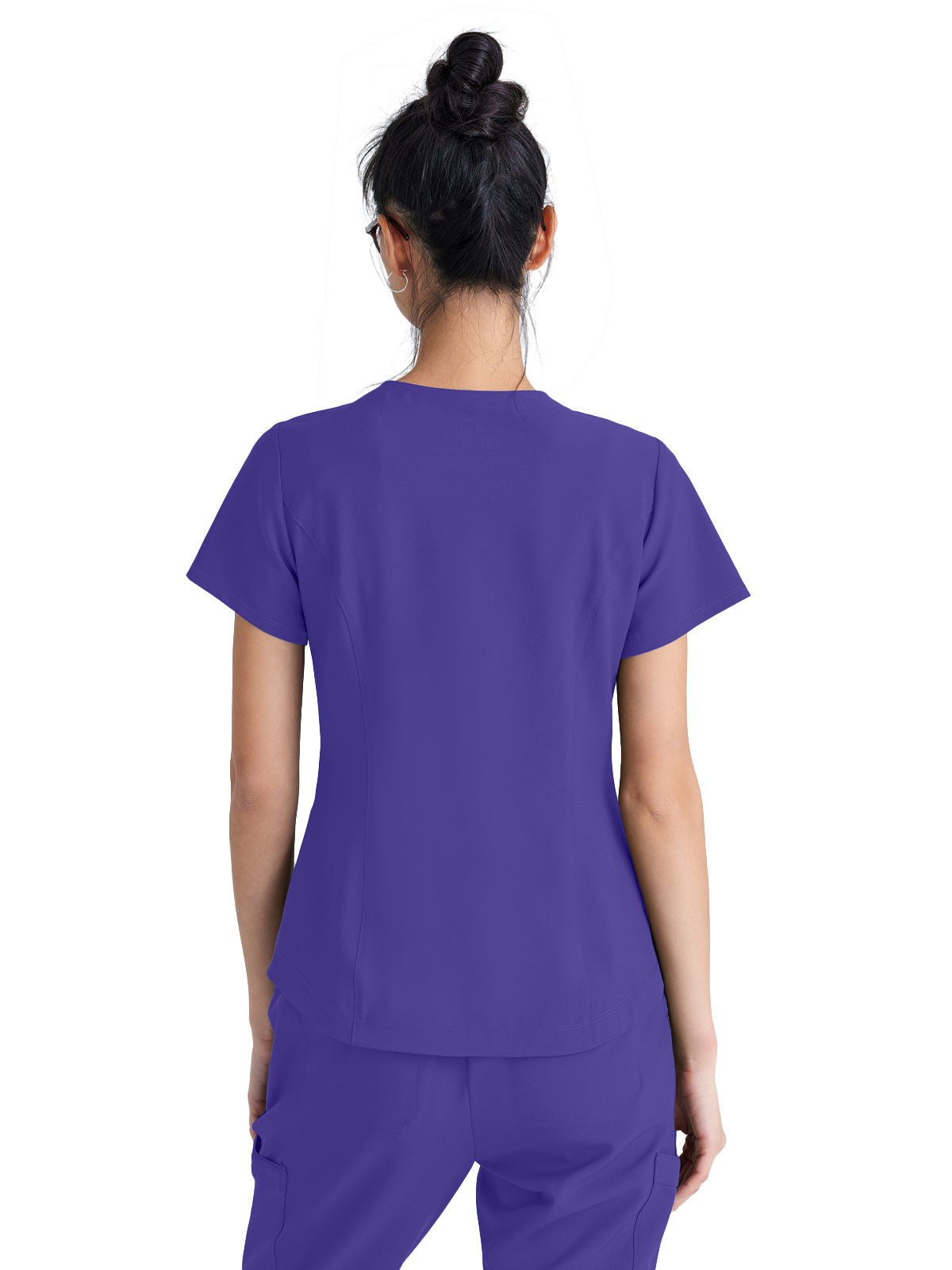 Women's Two-Pocket Piped V-Neck Rhythm Top - GSST180 - New Grape