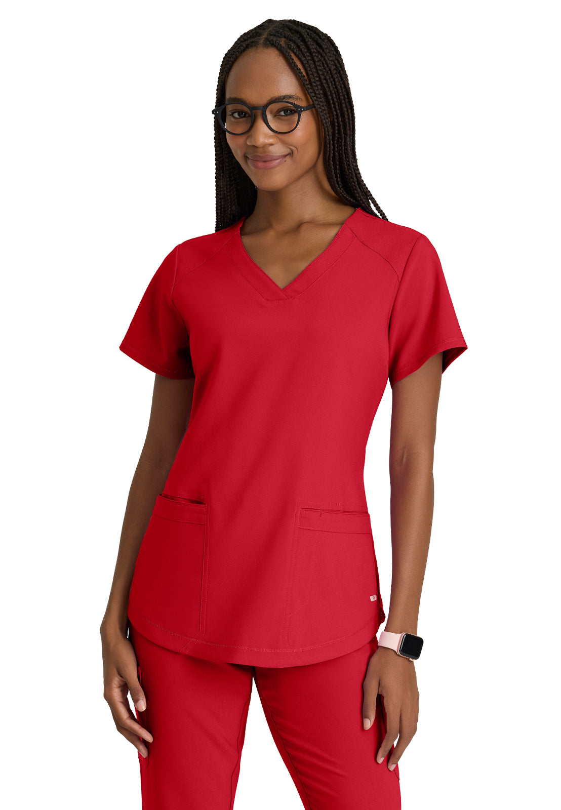 Women's Two-Pocket Piped V-Neck Rhythm Top - GSST180 - True Red