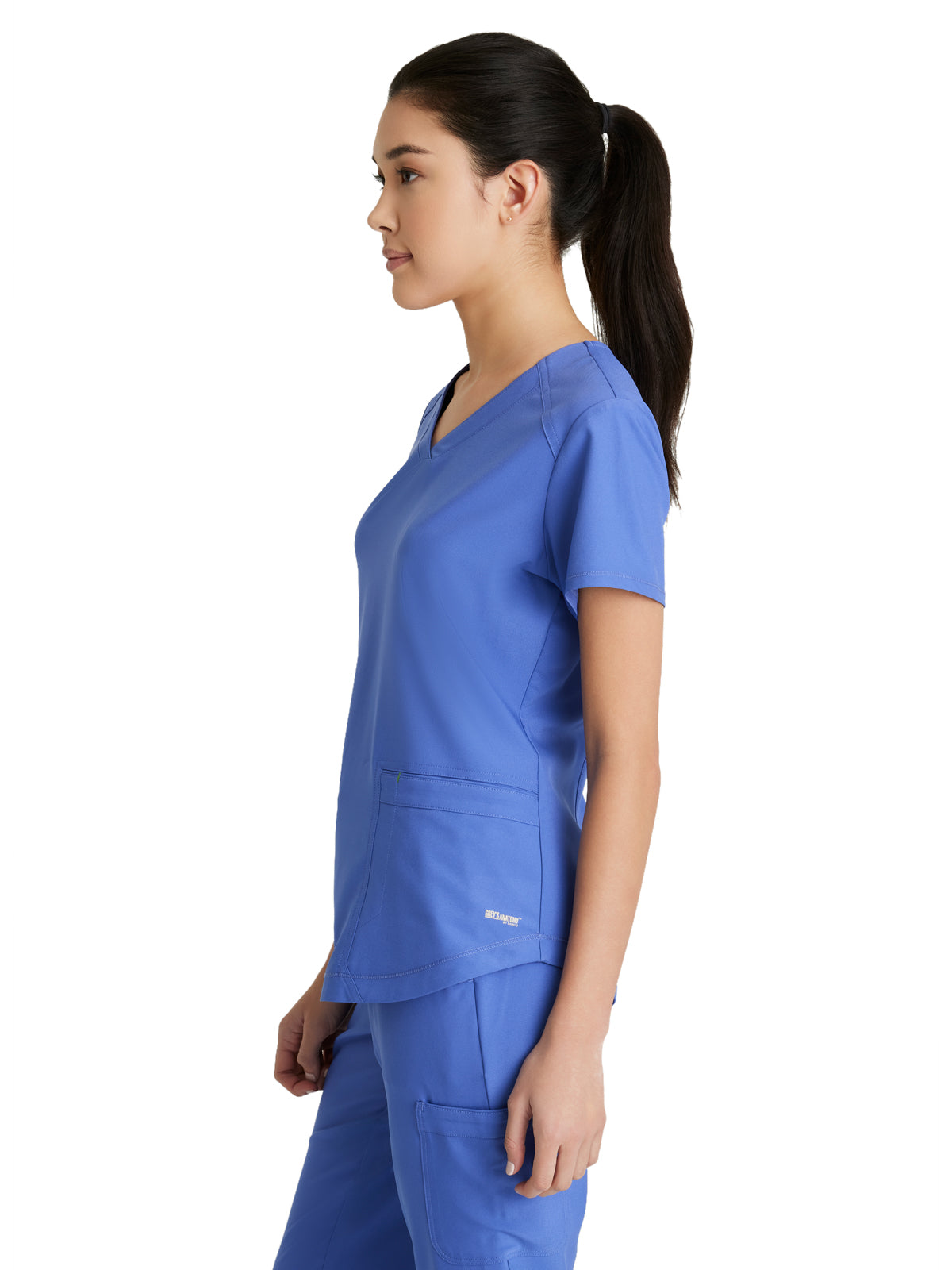 Women's Two-Pocket Piped V-Neck Rhythm Top - GSST180 - Vivid Lapis