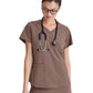 Women's Two-Pocket Piped V-Neck Rhythm Top - GSST180 - Driftwood