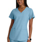 Women's Two-Pocket Piped V-Neck Rhythm Top - GSST180 - Ocean Mist